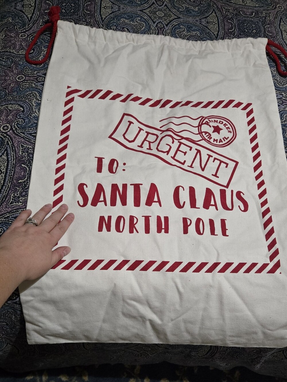 Christmas Gift Bag - Large Canvas Drawstring Bag For Presents